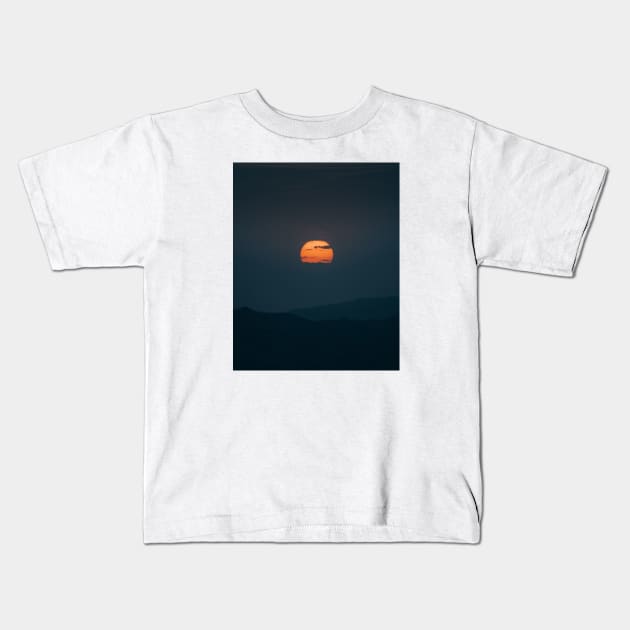 Mountain Sunset Kids T-Shirt by withluke